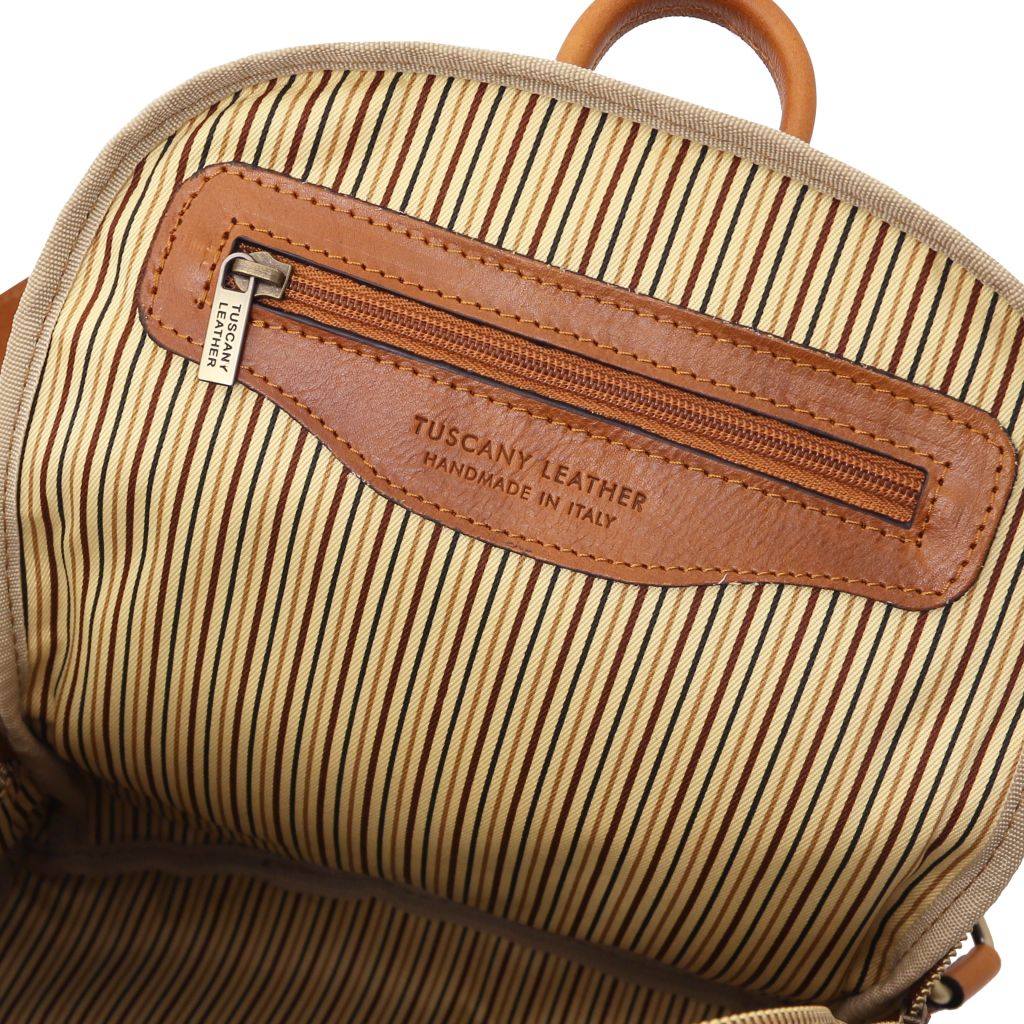 Canberra - dwukomorowy skórzany plecak