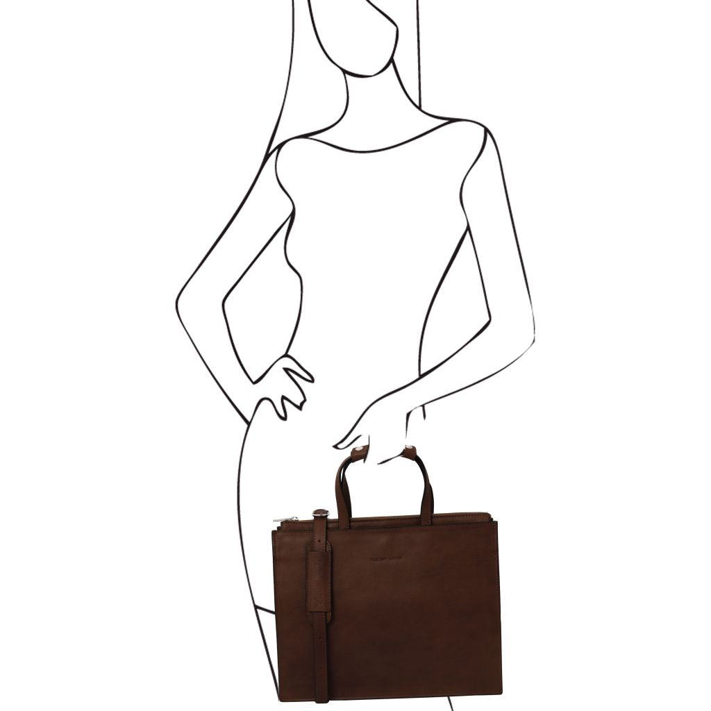 Palermo - damska 3-komorowa aktówka skórzana