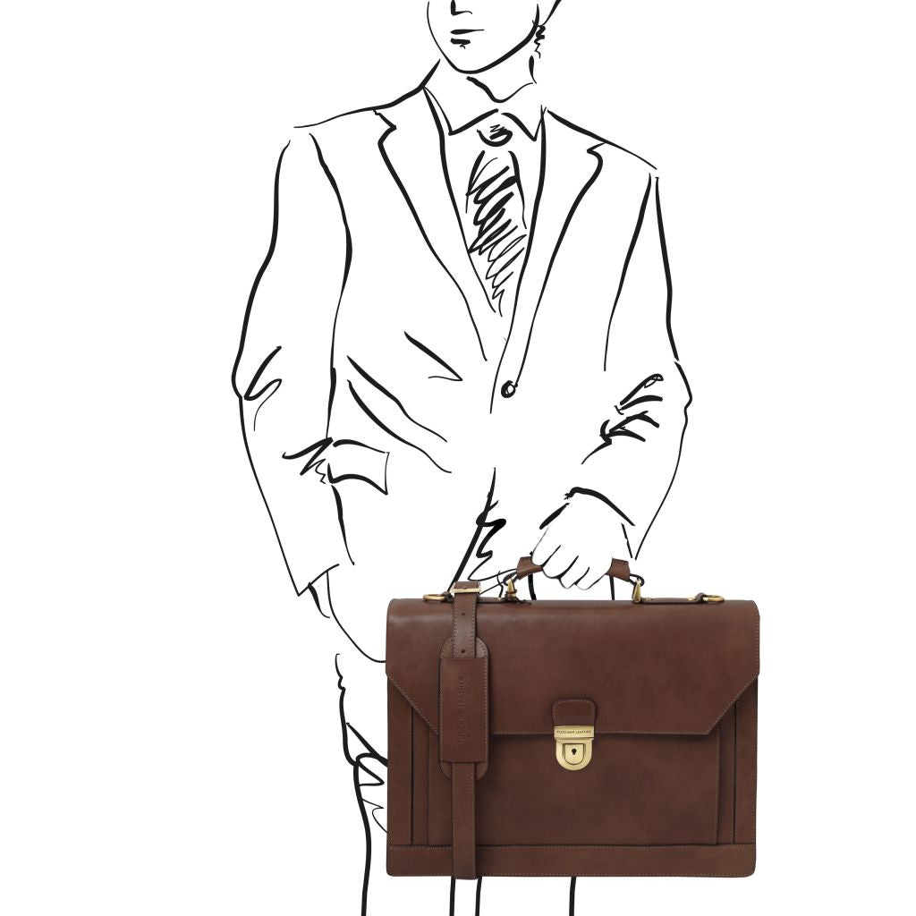 Cremona - skórzana teczka trójkomorowa