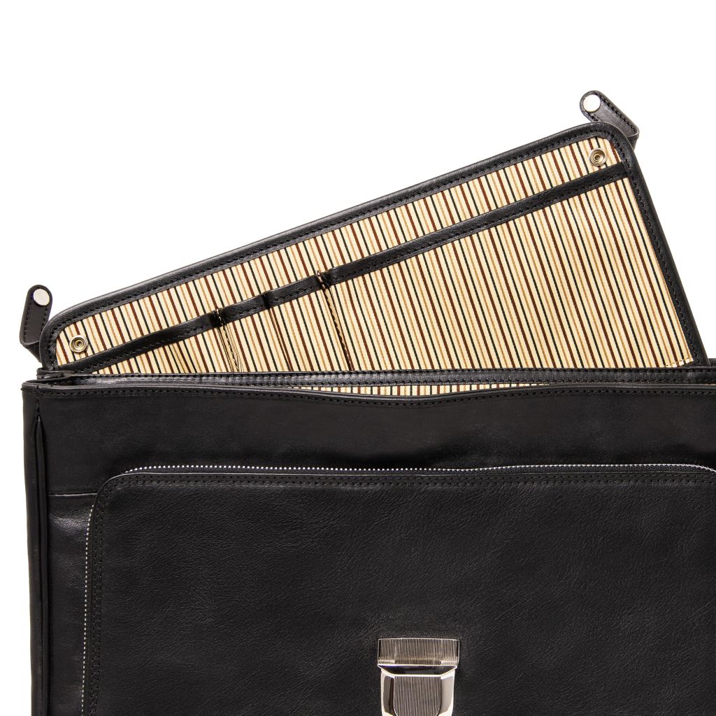 Alessandria - skórzana teczka wielokomorowa na laptopa z systemem TL SMART