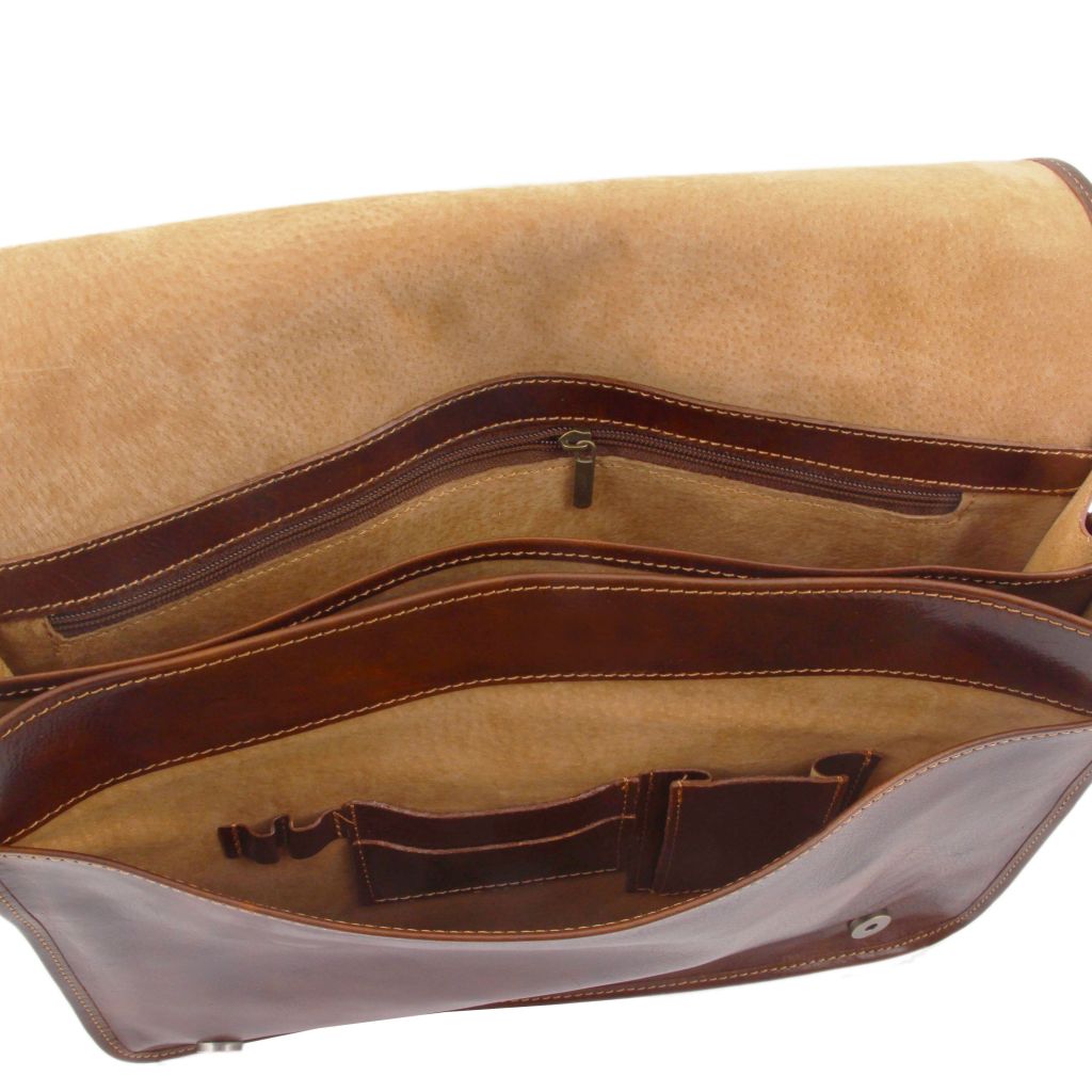 Messenger double - skórzana listonoszka na laptopa