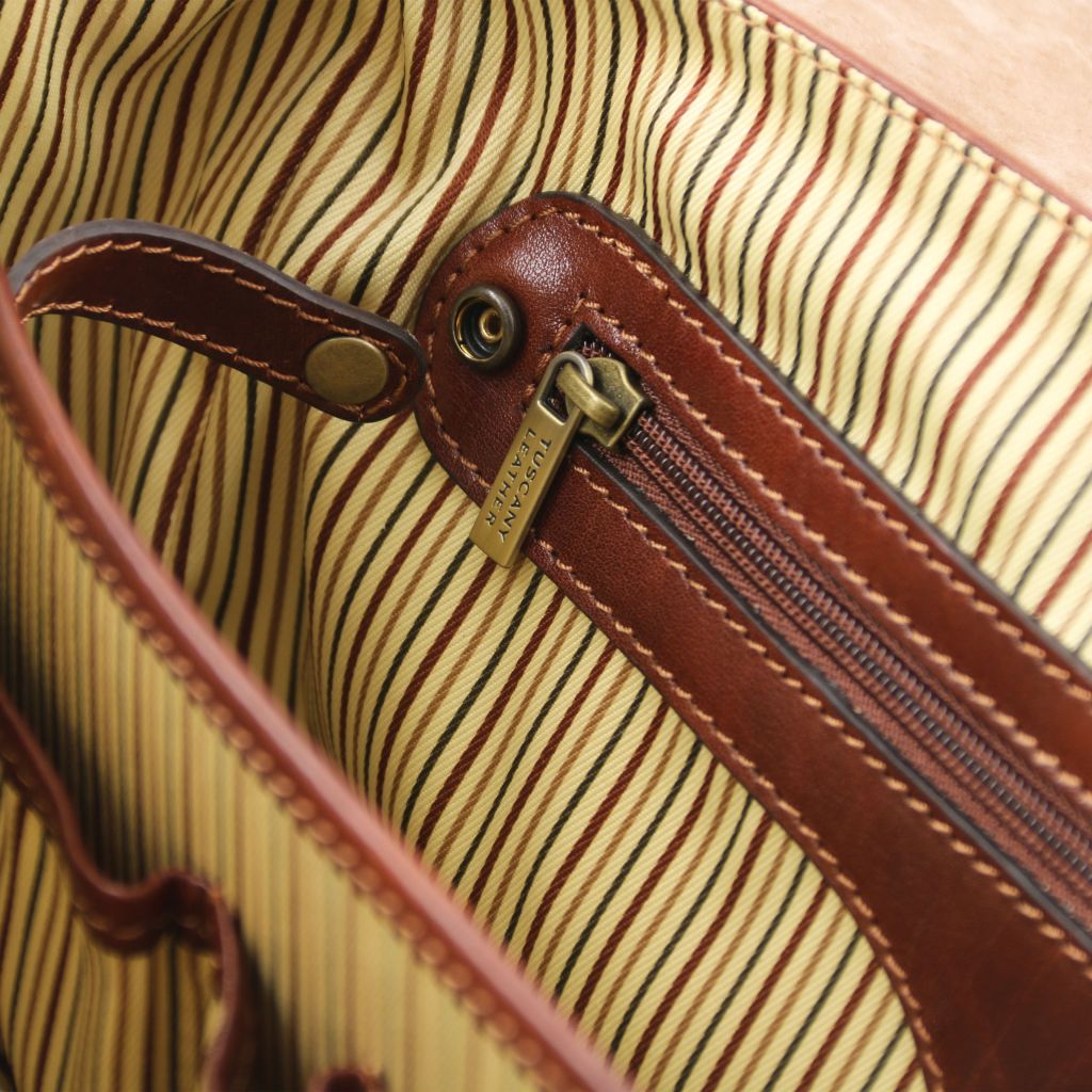 Mantova - skórzana teczka wielokomorowa z klapką z systemem TL SMART