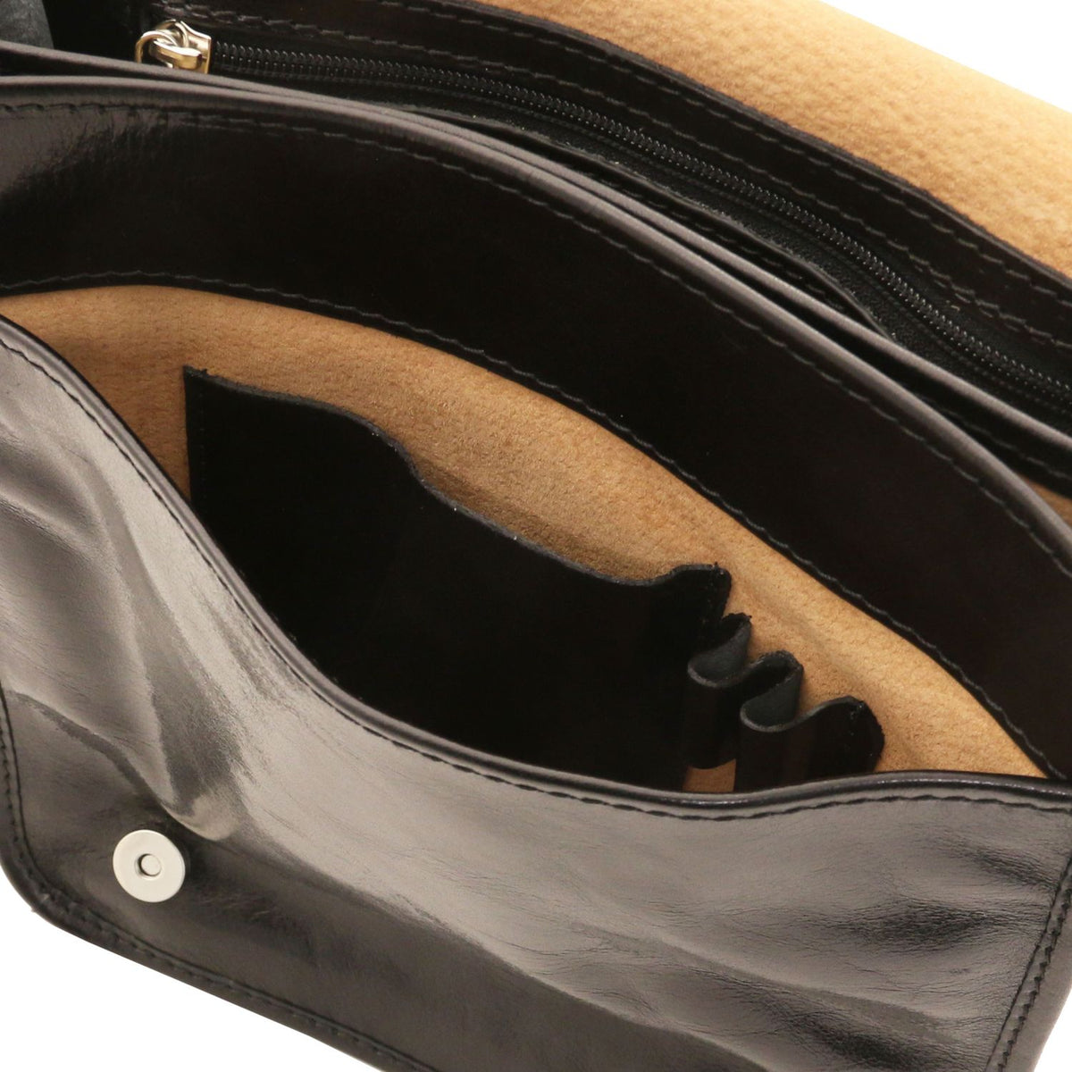 TL Messenger - two-compartment leather messenger bag