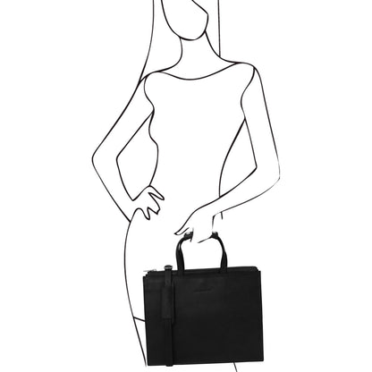 Palermo - women's 3-compartment leather briefcase