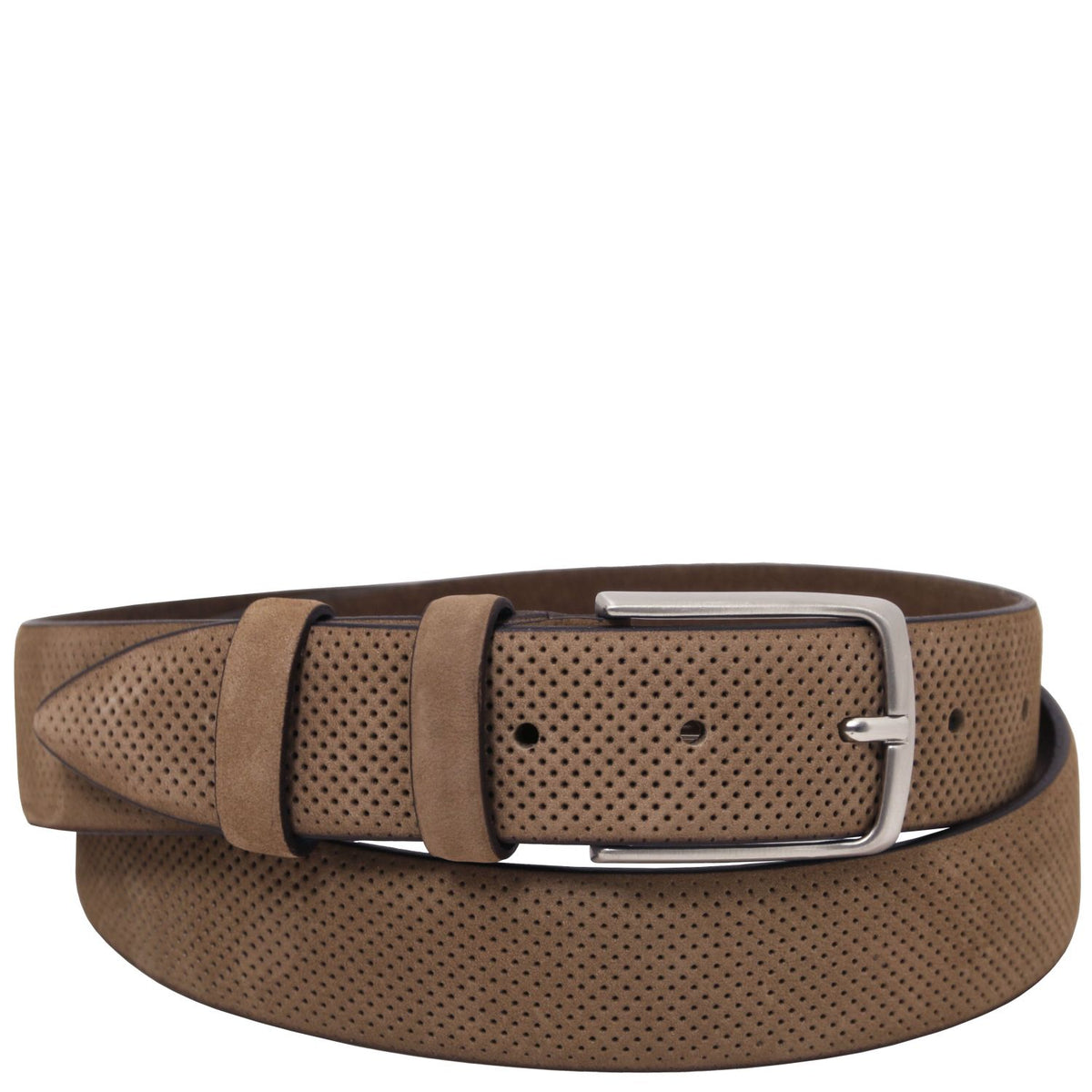 Elegancki 35mm pasek z perforowanej skóry nubukowej