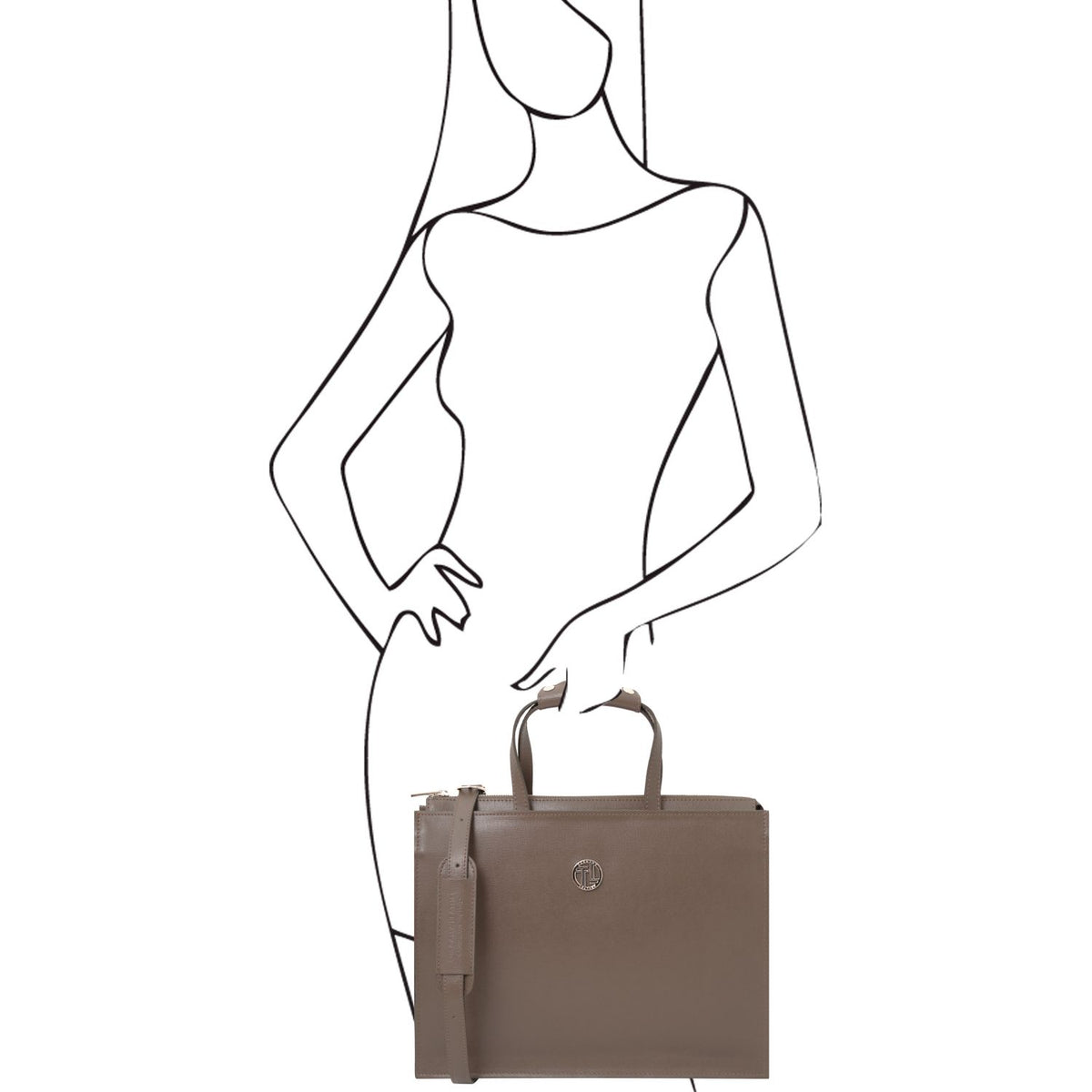 Palermo - women's 3-compartment leather briefbag