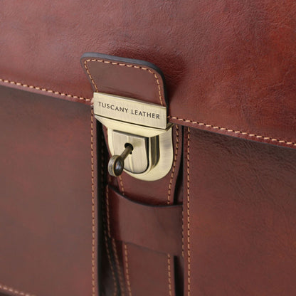 Assisi - leather three-compartment briefcase