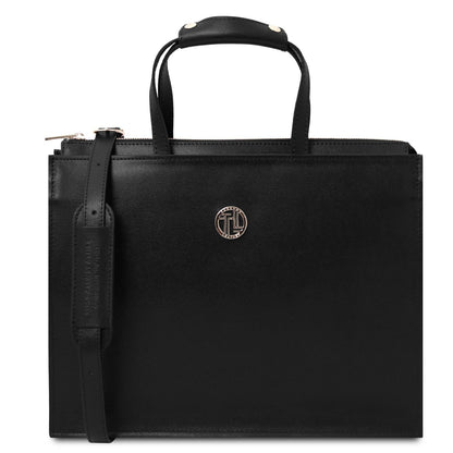 Palermo - women's 3-compartment leather briefbag