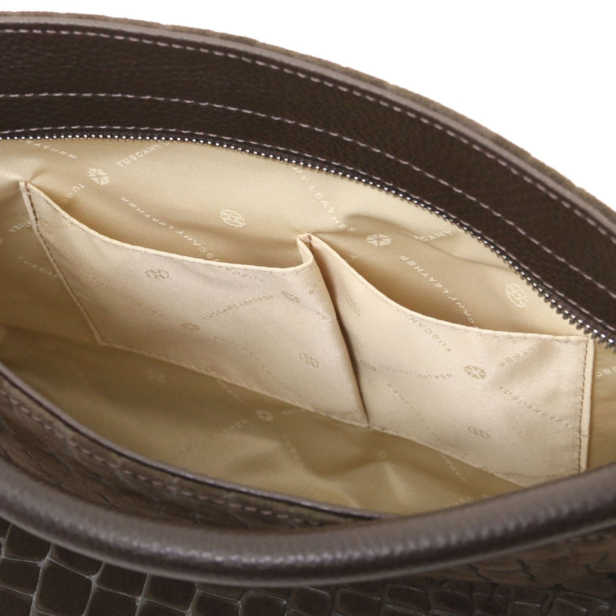 TL Bag Cocoon - zamszowa torebka na ramię we wzór croco