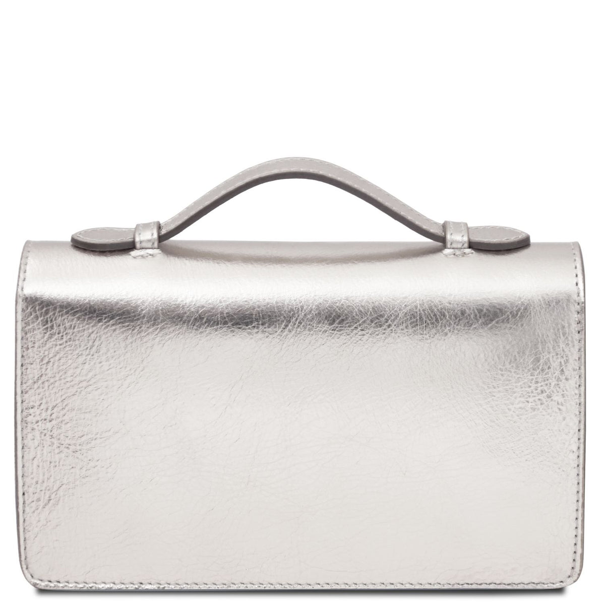 Opera - metallic leather clutch bag with chain