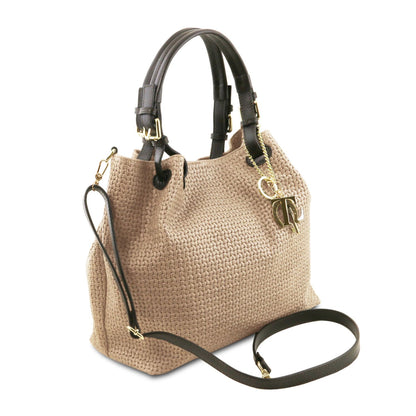 TL KeyLuck - skórzana torebka z plecionym wzorem typu shopper