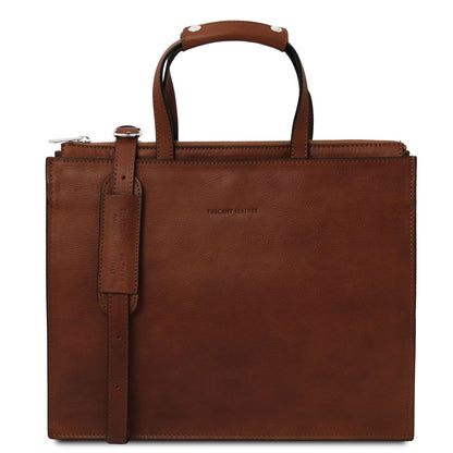 Palermo - women's 3-compartment leather briefcase