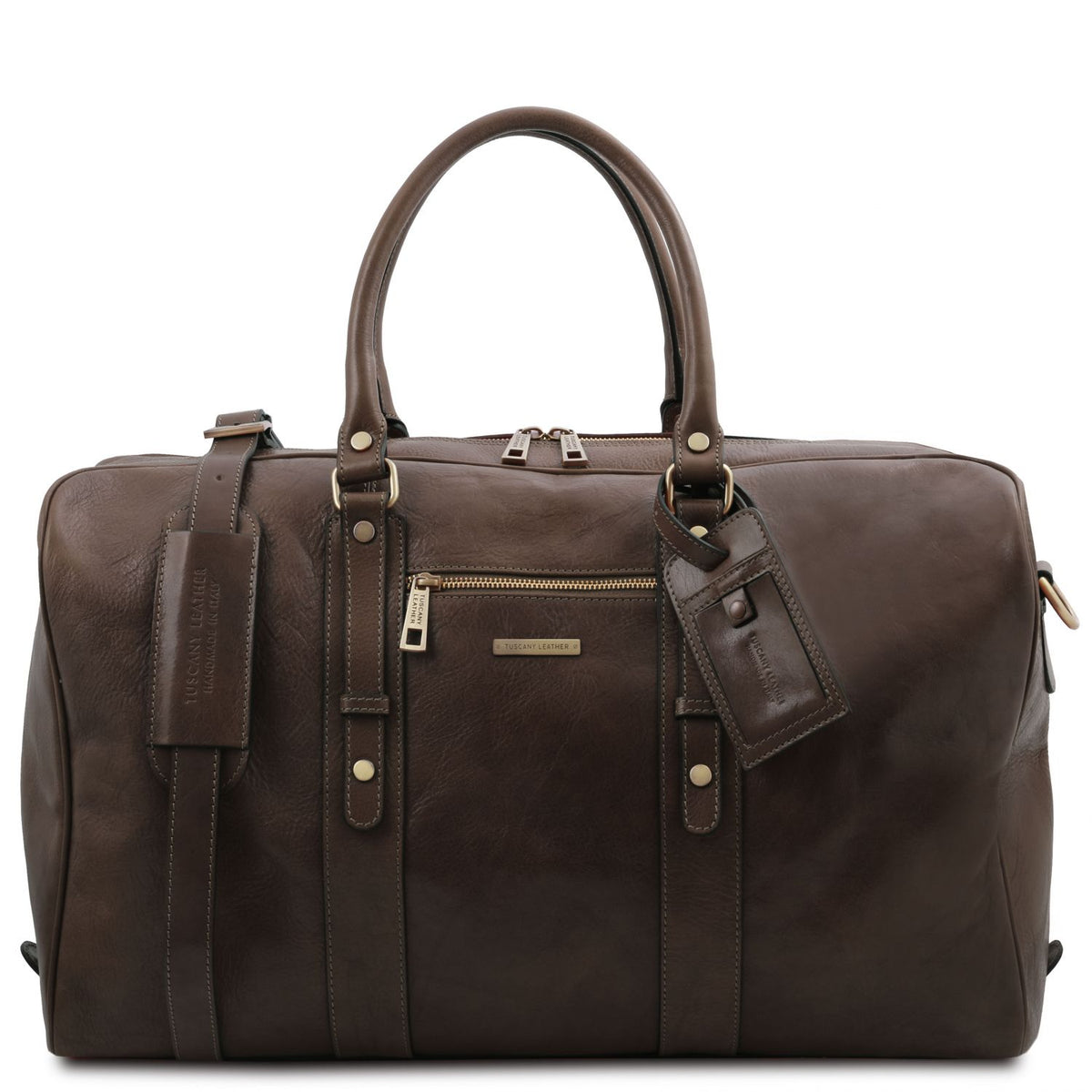 TL Voyager - leather travel bag with a front pocket