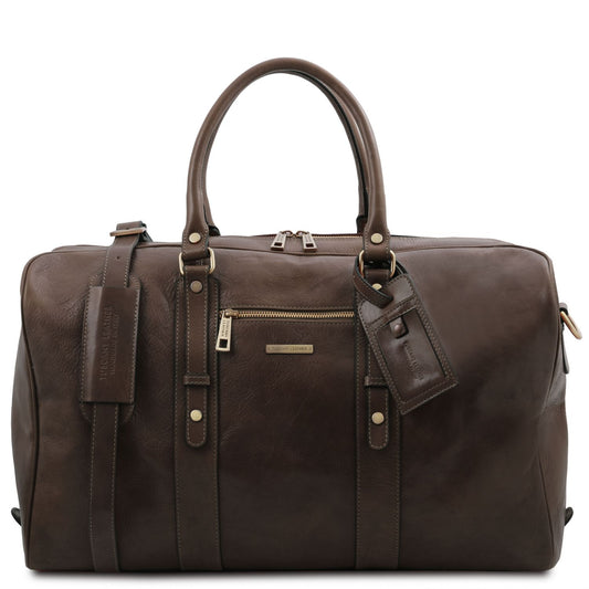 TL Voyager - leather travel bag with a front pocket