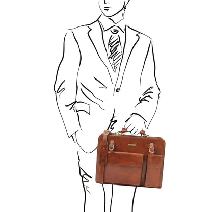 Venezia - Two-compartment Leather Briefcase