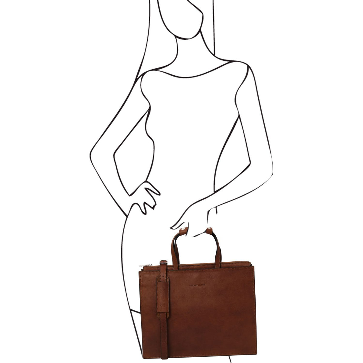 Palermo - women's 3-compartment leather briefcase