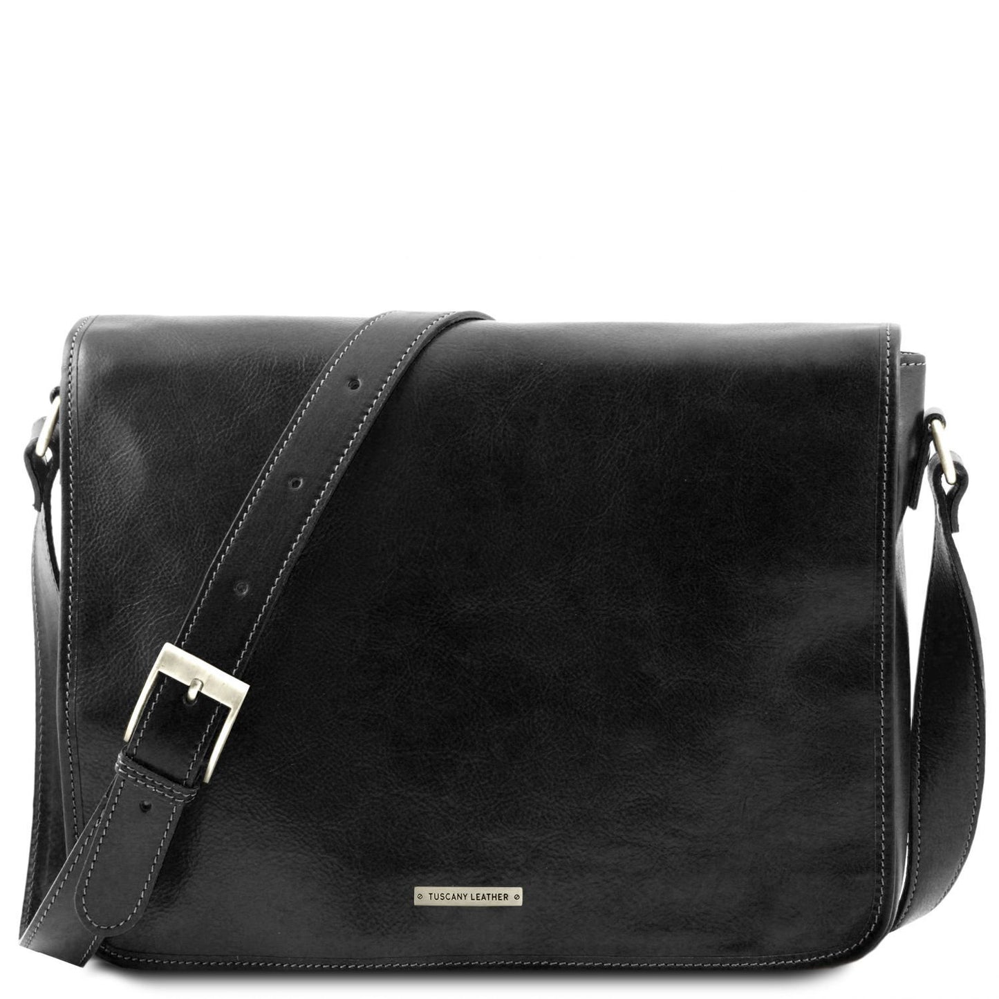 Messenger double - skórzana listonoszka na laptopa