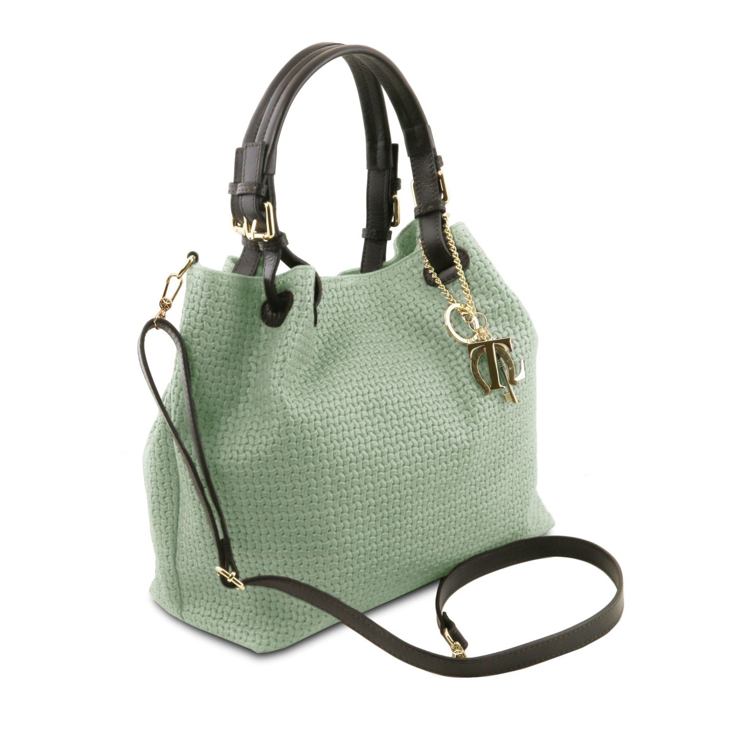 TL KeyLuck - skórzana torebka z plecionym wzorem typu shopper