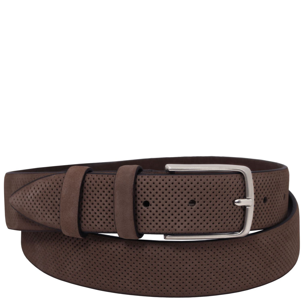 Elegancki 35mm pasek z perforowanej skóry nubukowej