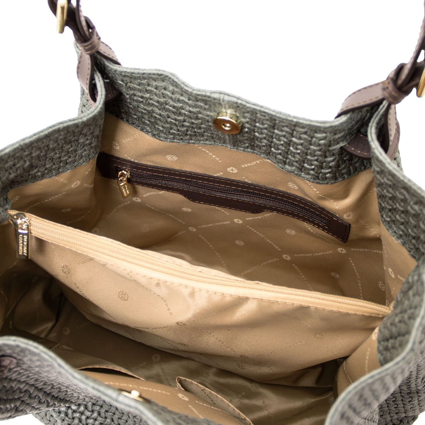 TL KeyLuck - skórzana torebka z plecionym wzorem typu shopper