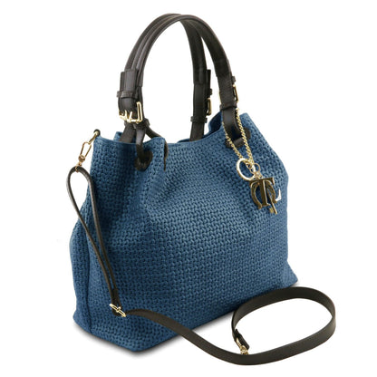 TL KeyLuck - leather shopper bag with braided pattern