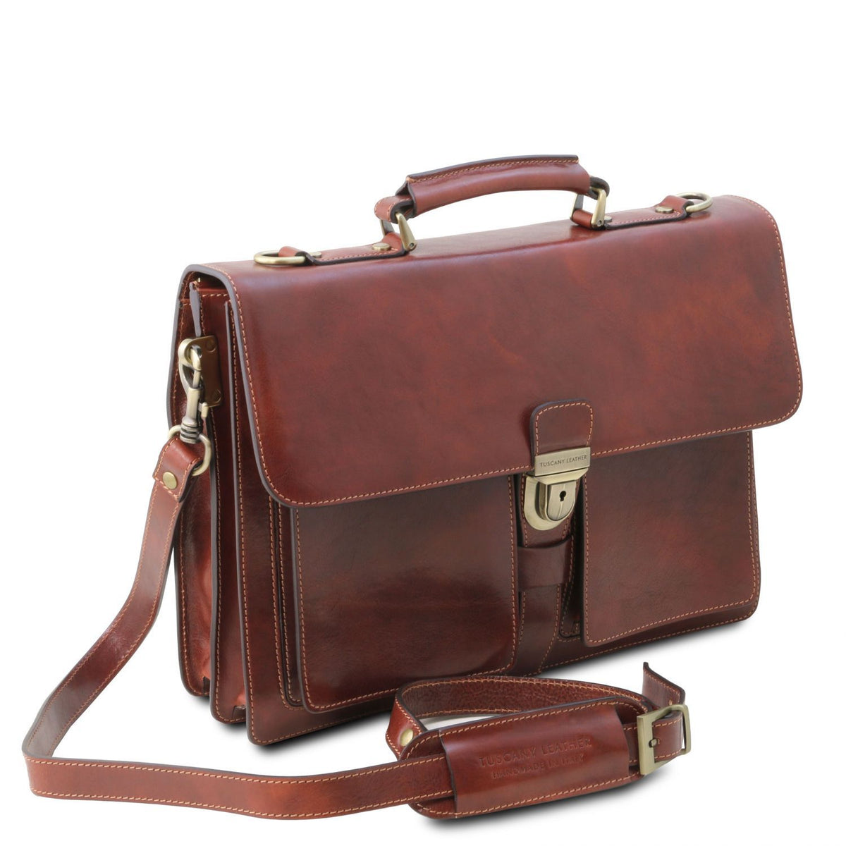 Assisi - leather three-compartment briefcase