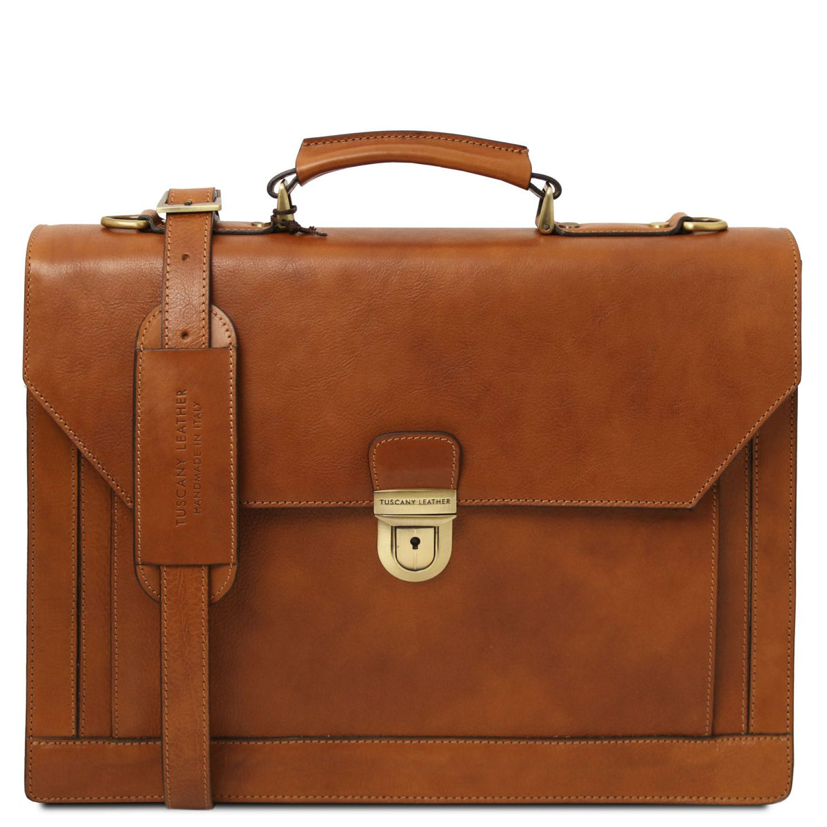 Cremona - three-compartment leather briefcase