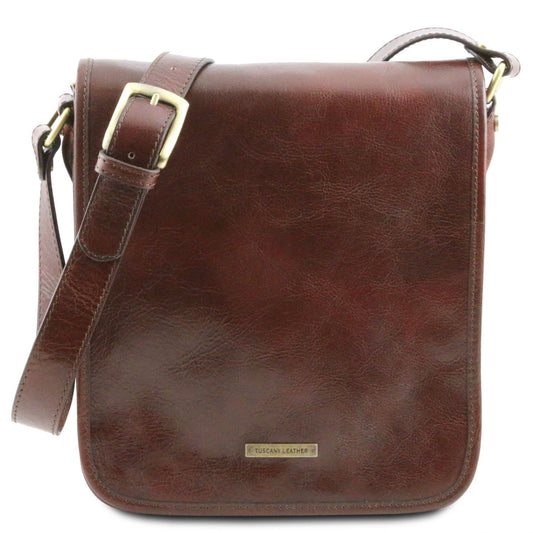TL Messenger - two-compartment leather messenger bag