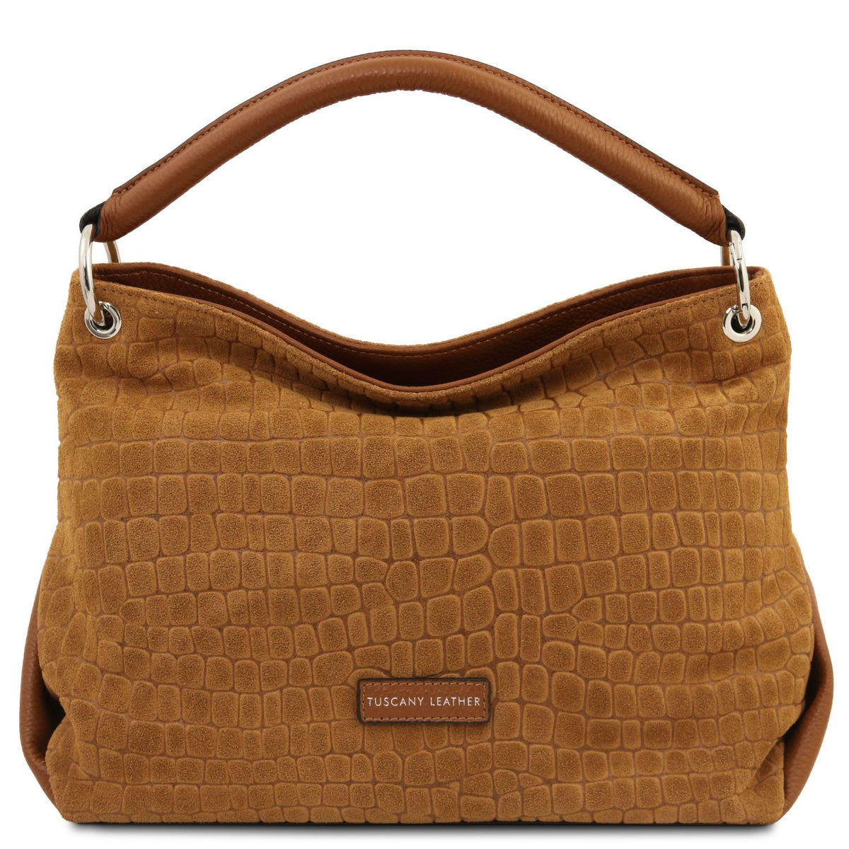 TL Bag Cocoon - zamszowa torebka na ramię we wzór croco