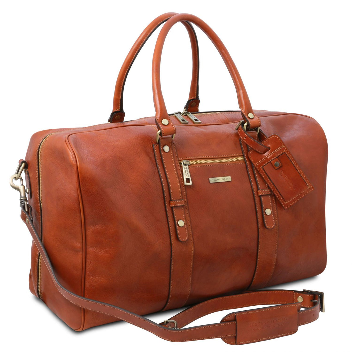 TL Voyager - leather travel bag with a front pocket