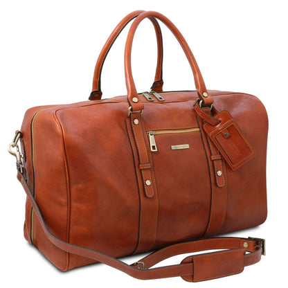 TL Voyager - leather travel bag with a front pocket