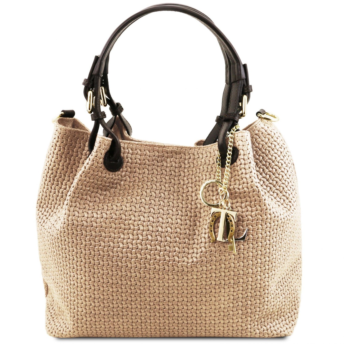 TL KeyLuck - skórzana torebka z plecionym wzorem typu shopper