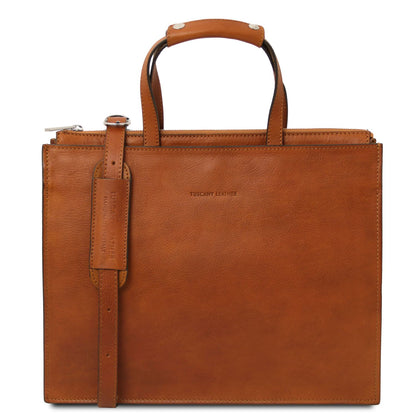 Palermo - women's 3-compartment leather briefcase