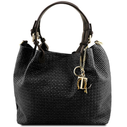 TL KeyLuck - leather shopper bag with braided pattern