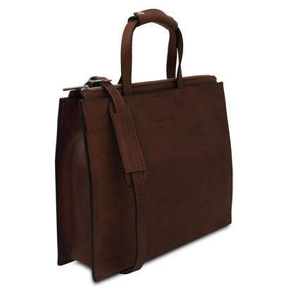 Palermo - women's 3-compartment leather briefcase