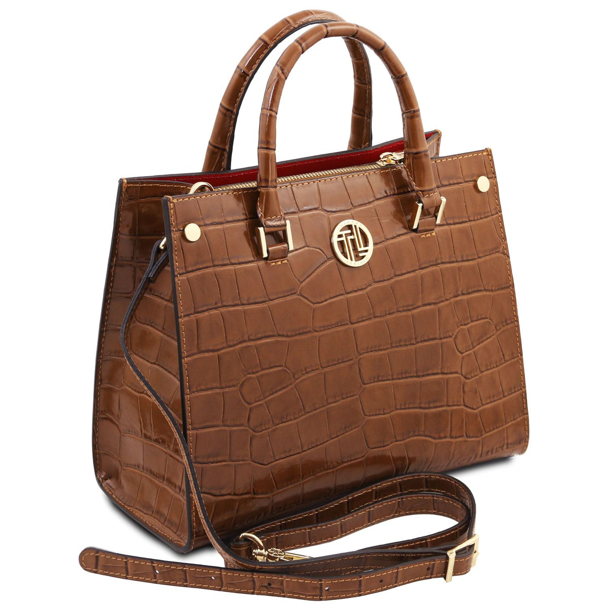 Croque - leather handbag with a crocodile pattern