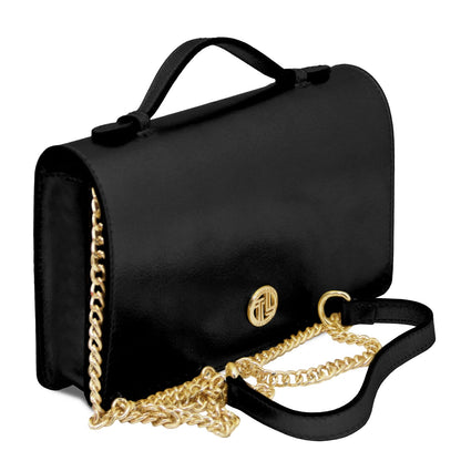 Opera - metallic leather clutch bag with chain
