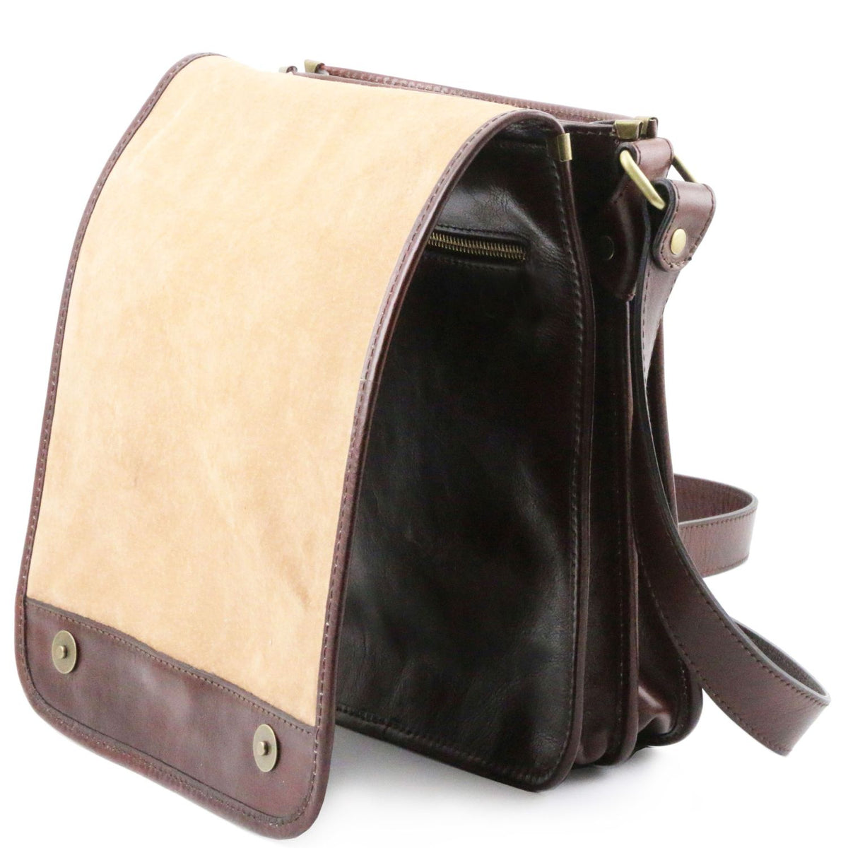 TL Messenger - two-compartment leather messenger bag