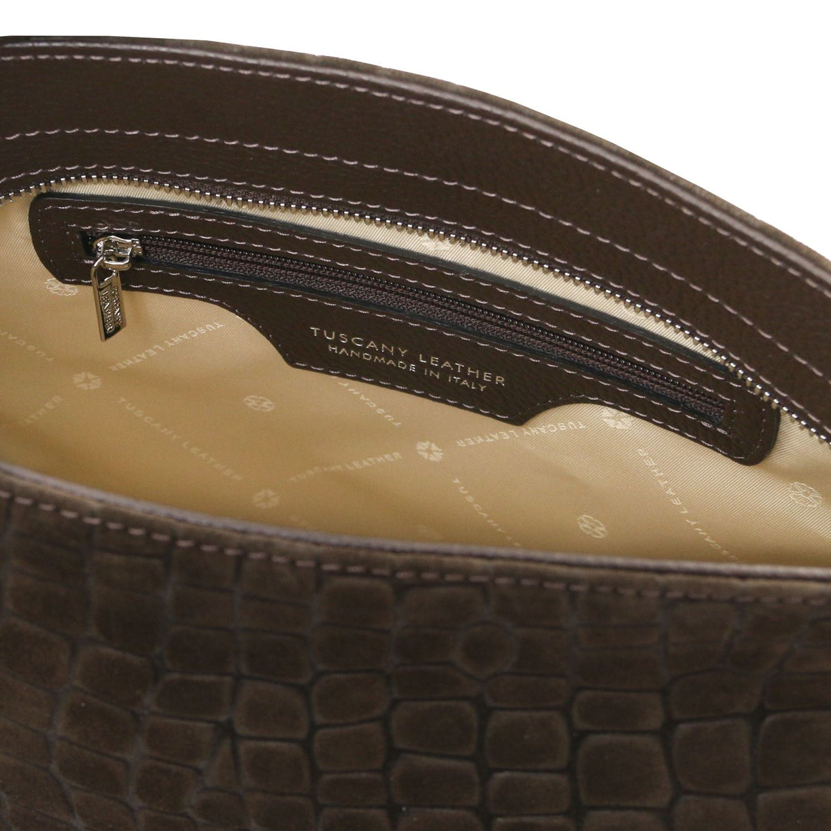 TL Bag Cocoon - zamszowa torebka na ramię we wzór croco