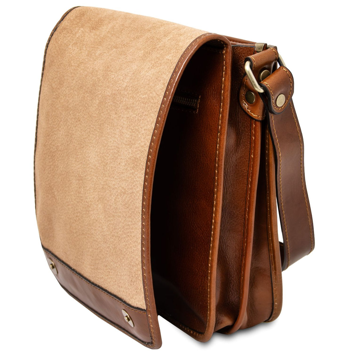 TL Messenger - two-compartment leather messenger bag