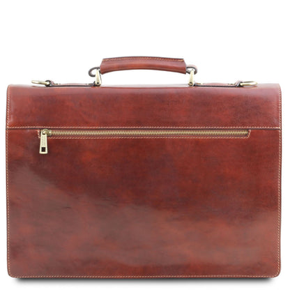 Assisi - leather three-compartment briefcase