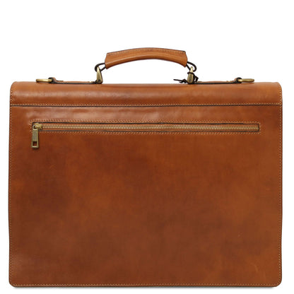 Cremona - three-compartment leather briefcase