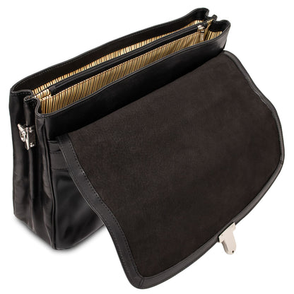 Alessandria - multi-compartment leather briefcase for laptop with TL SMART system