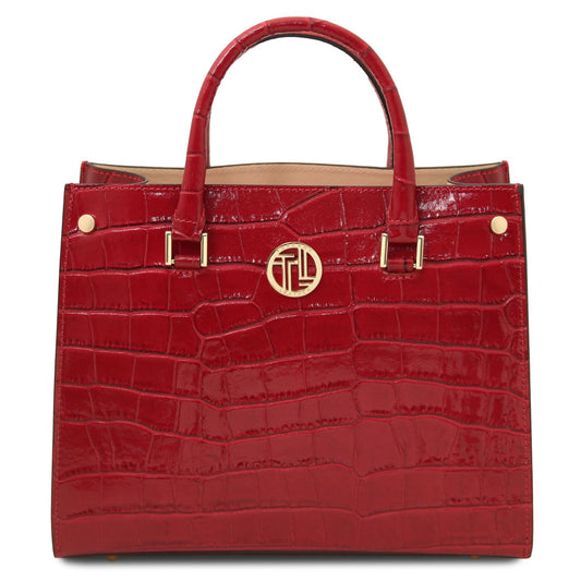 Croque - leather handbag with a crocodile pattern