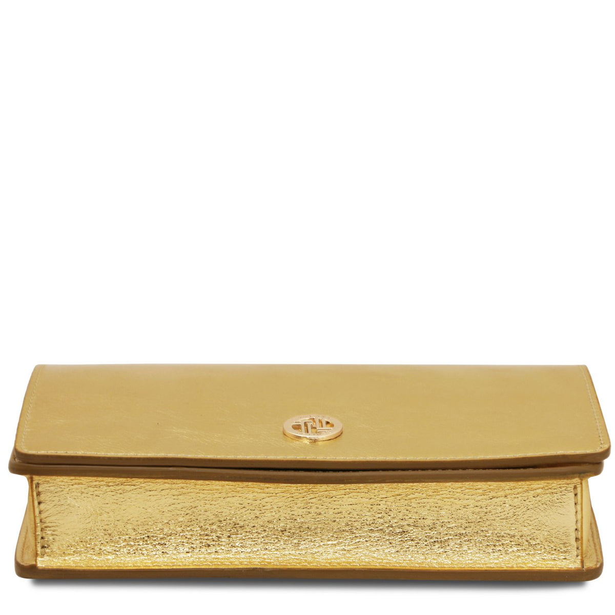 Opera - metallic leather clutch bag with chain