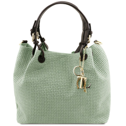 TL KeyLuck - skórzana torebka z plecionym wzorem typu shopper
