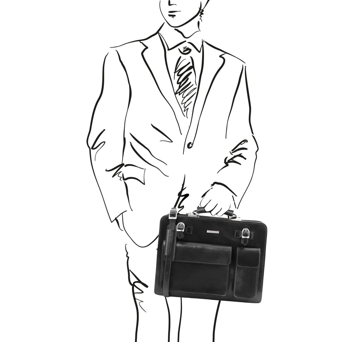 Venezia - Two-compartment Leather Briefcase
