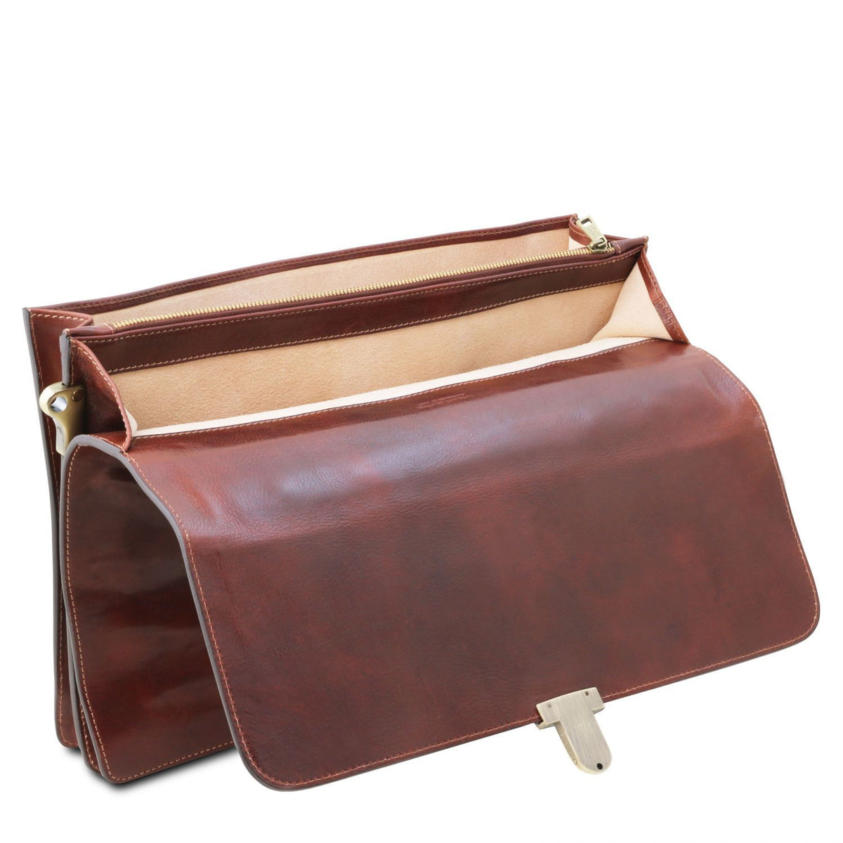 Assisi - leather three-compartment briefcase