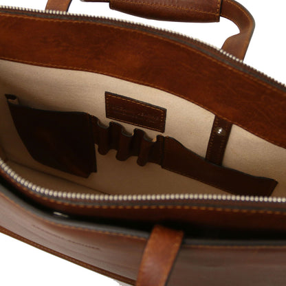 Palermo - women's 3-compartment leather briefcase