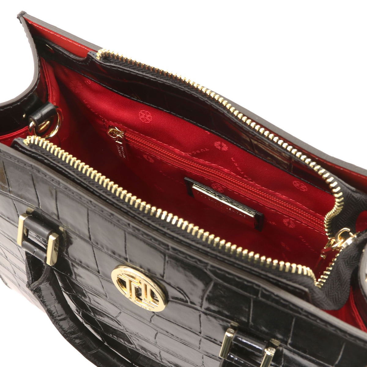 Croque - leather handbag with a crocodile pattern